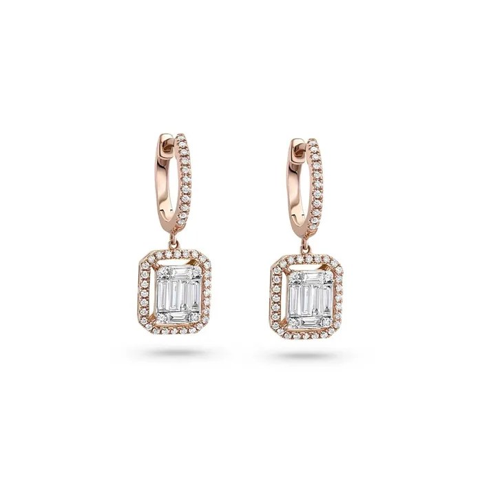 18kt Rose Gold Diamond Chandelier Rectangular Earrings CJ Charles Jewelers Earrings 18kt Rose Gold Diamond Chandelier Rectangular Earrings CJ Charles Jewelers Earrings