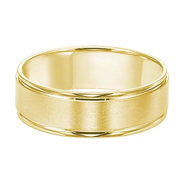6mm 14K Yellow Gold Band with Brushed Center and Polished Round Edges Mens Bands Rings 6mm 14K Yellow Gold Band with Brushed Center and Polished Round Edges Mens Bands Rings