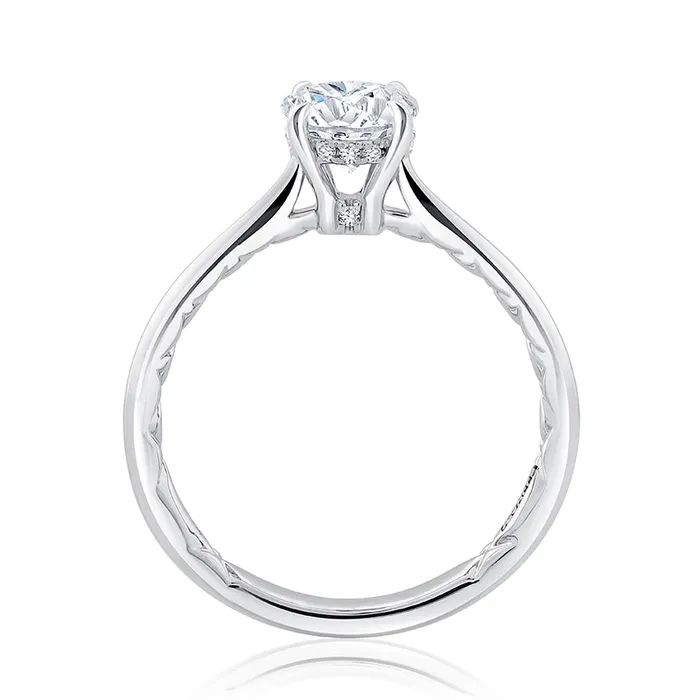 AJaffe 14K White Gold Diamond Semimount Ring Oval Head with Hidden Halo Plain Shank A Jaffe Rings AJaffe 14K White Gold Diamond Semimount Ring Oval Head with Hidden Halo Plain Shank A Jaffe Rings
