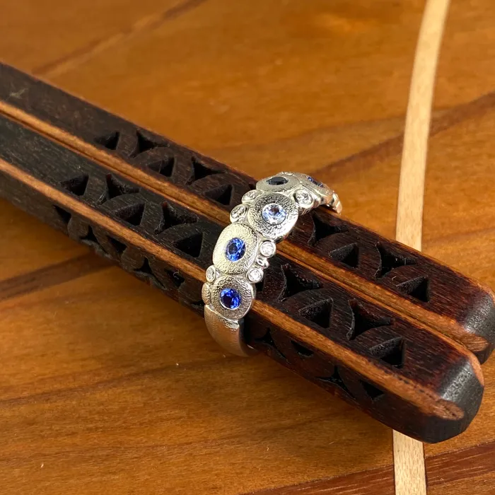 Alex Sepkus Candy Ring in Platinum with Blue Sapphire Rings