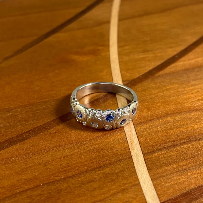 Alex Sepkus Candy Ring in Platinum with Blue Sapphire Rings
