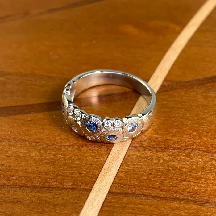 Alex Sepkus Candy Ring in Platinum with Blue Sapphire Rings