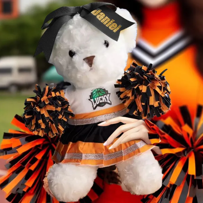 Belbren Necklaces Custom Cheerleading Teddy Bear Personalized Plush Mascot with Name PomPoms School Spirit Gift for Girls Teams Coaches Belbren Necklaces Custom Cheerleading Teddy Bear Personalized Plush Mascot with Name PomPoms School Spirit Gift for Girls Teams Coaches