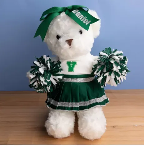 Belbren Necklaces Custom Cheerleading Teddy Bear Personalized Plush Mascot with Name PomPoms School Spirit Gift for Girls Teams Coaches
