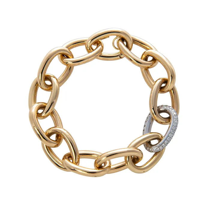Bracelets Croghans Diamond Pav Accent 18K Gold PearShape Link Bracelet