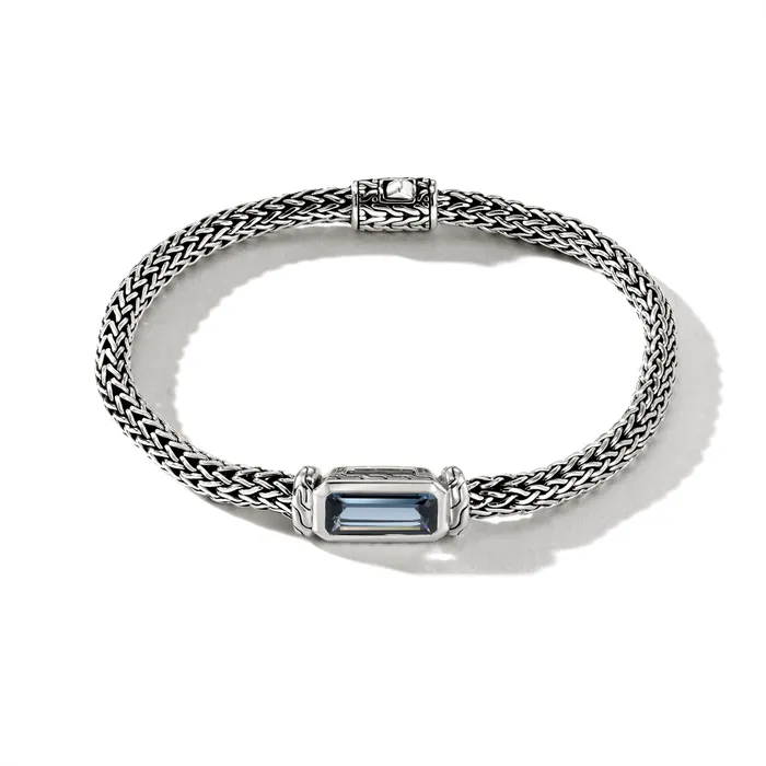 Bracelets John Hardy John Hardy Classic Chain Sterling Silver 5mm ExtraSmall Chain Bracelet with Treated London Blue Topaz Bracelets John Hardy John Hardy Classic Chain Sterling Silver 5mm ExtraSmall Chain Bracelet with Treated London Blue Topaz