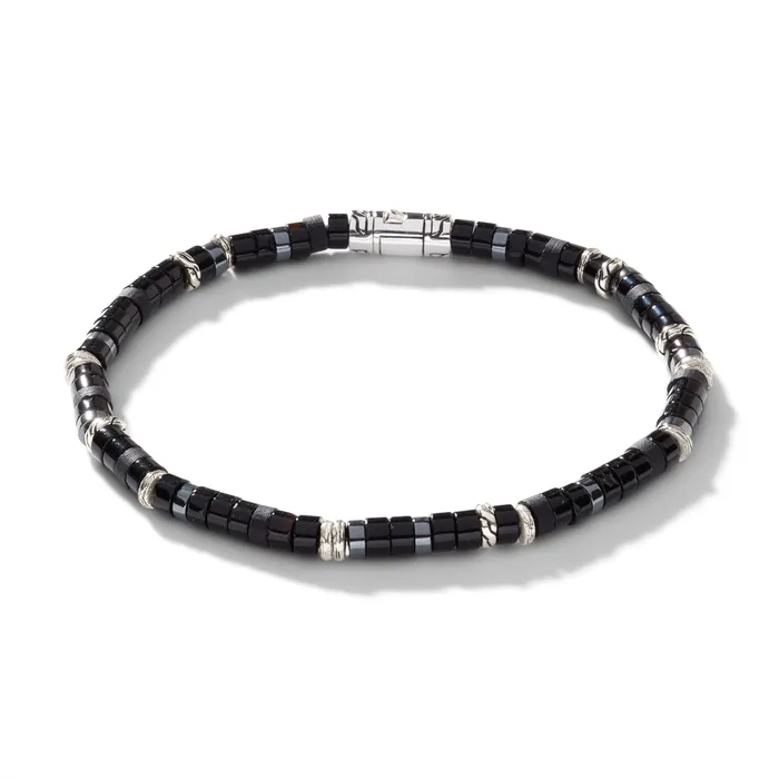 Bracelets John Hardy John Hardy Heishi Silver Bracelet with Treated Black Onyx and Hematite Beads