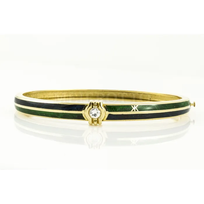 Bracelets Korloff Korloff 18K Gold CZ Hinged Bangle Bracelet Estate