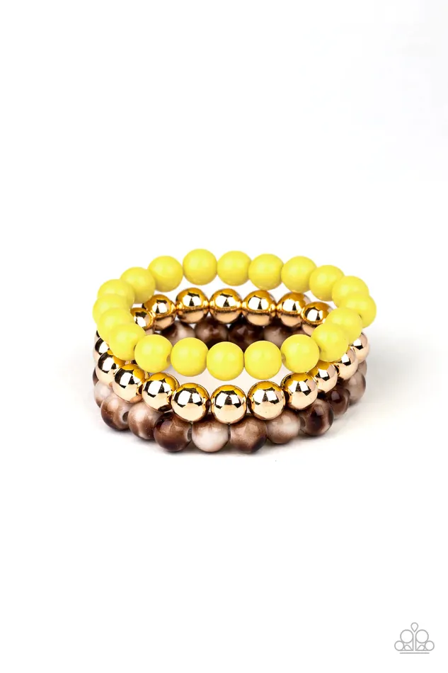 Bracelets Paparazzi Bracelet Courageously Couture Yellow Paparazzi Jewelry