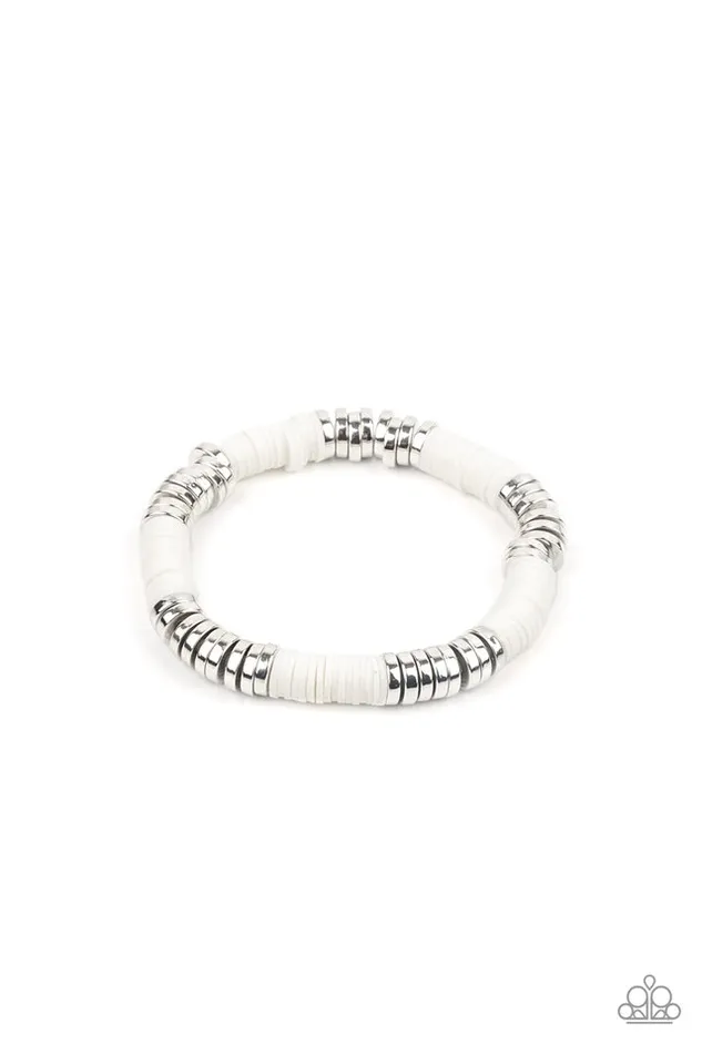 Bracelets Paparazzi Jewelry Paparazzi Bracelet Stacked In Your Favor White Bracelets Paparazzi Jewelry Paparazzi Bracelet Stacked In Your Favor White