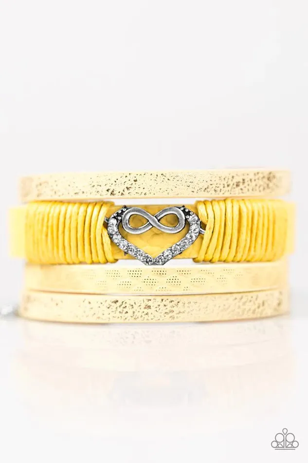Bracelets Paparazzi Jewelry Paparazzi Bracelet With Every Beat Of My Heart Yellow