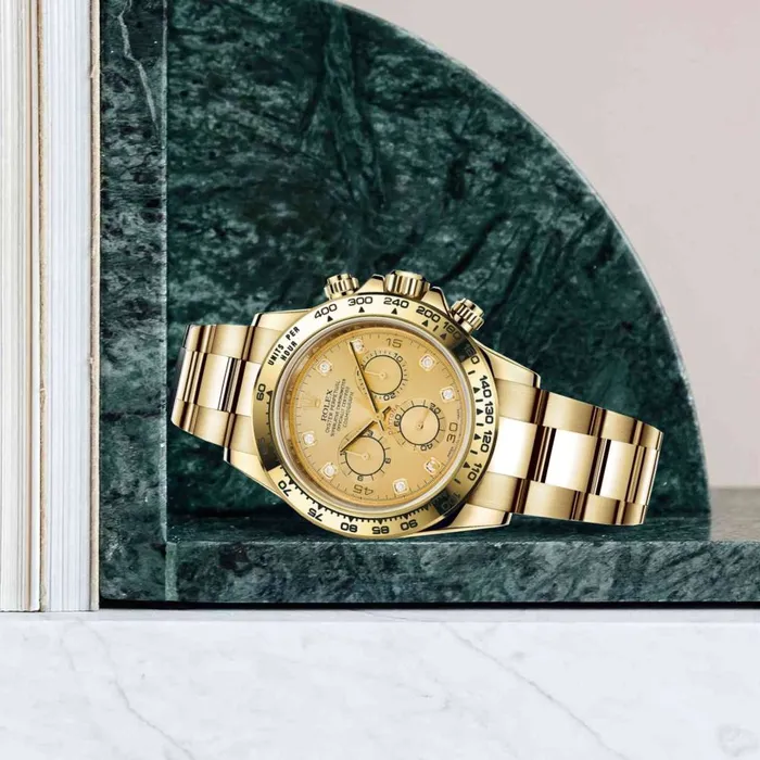 Bracelets Rolex Rolex Cosmograph Daytona 40mm Ref 1165080006 Champagne Diamond Dial 18K Yellow Gold Oyster Bracelet Mens Watch