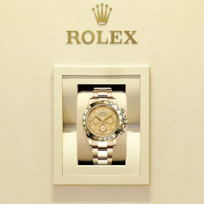 Bracelets Rolex Rolex Cosmograph Daytona 40mm Ref 1165080006 Champagne Diamond Dial 18K Yellow Gold Oyster Bracelet Mens Watch