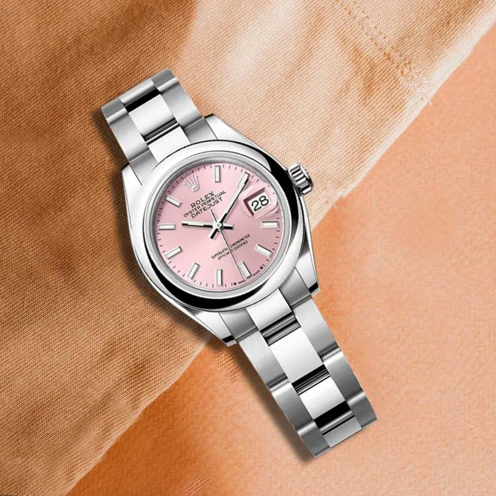 Bracelets Rolex Rolex LadyDatejust 28mm Ref 2791600002 Pink Stick Dial Stainless Steel Oyster Bracelet Womens Watch