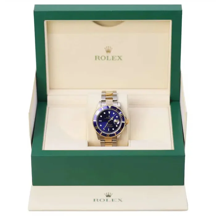 Bracelets Rolex Rolex Submariner Date 40mm Ref 16613 Black Dial Custom Diamond Bezel Two Tone Stainless Steel 18K Yellow Gold Oyster Bracelet Watch
