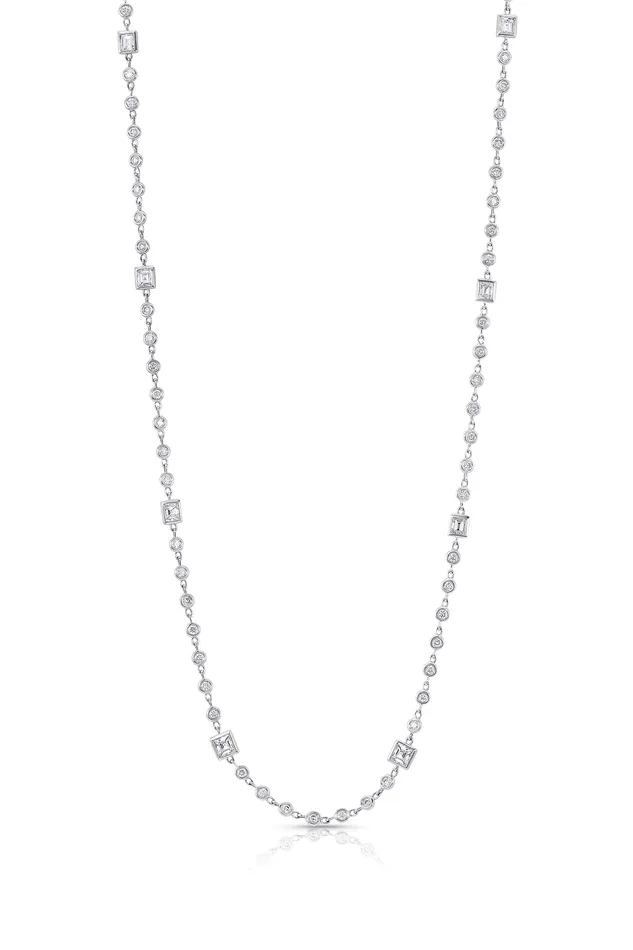 CJ Charles Jewelers Necklaces 18 kt White Gold Diamond Long Strand Necklace CJ Charles Jewelers Necklaces 18 kt White Gold Diamond Long Strand Necklace