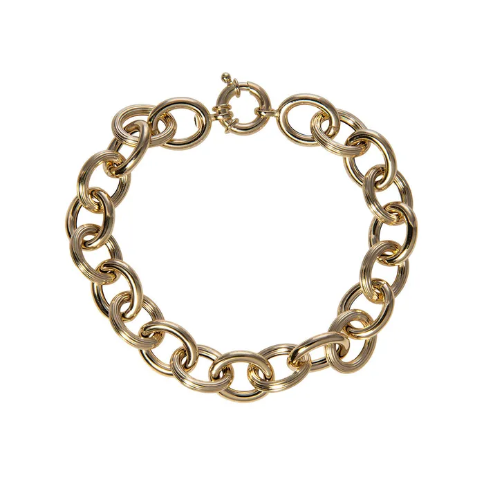 Croghans Bracelets 14K Yellow Gold Italian Mixed Medium Oval Link Bracelet