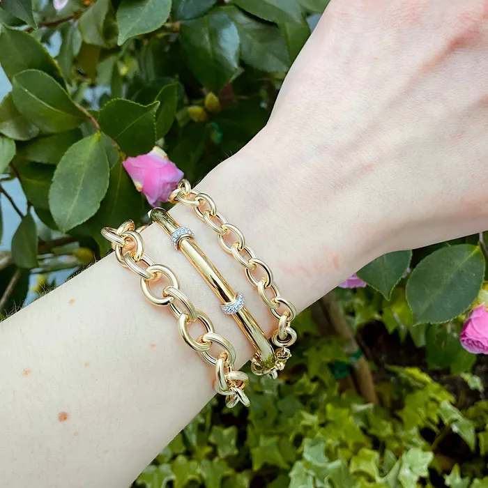 Croghans Bracelets 14K Yellow Gold Italian Mixed Medium Oval Link Bracelet