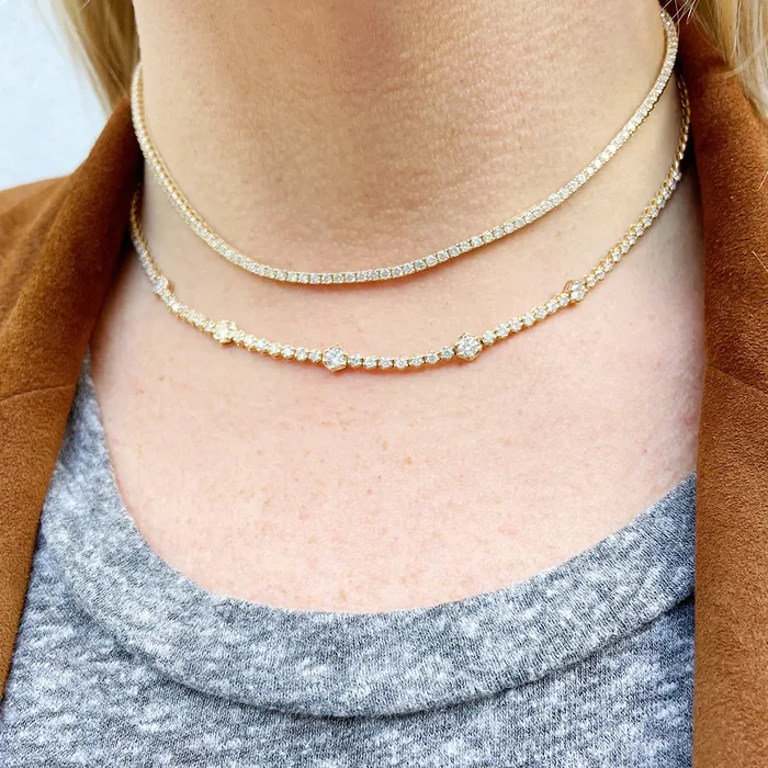 Croghans Necklaces 6ctw Diamond 14K Yellow Gold Tennis Necklace