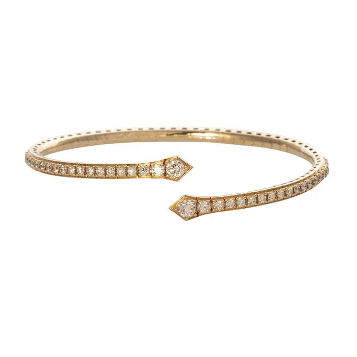 Croghans PreStyled Sets 12ctw Diamond 14K Yellow Gold Bypass Flexible Cuff Croghans PreStyled Sets 12ctw Diamond 14K Yellow Gold Bypass Flexible Cuff