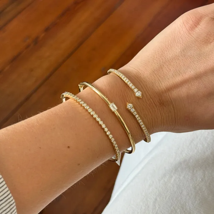 Croghans PreStyled Sets 12ctw Diamond 14K Yellow Gold Bypass Flexible Cuff