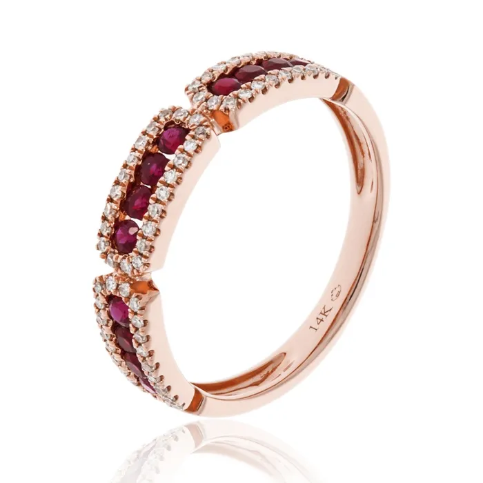 Croghans Rings Ruby Diamond 14K Rose Gold Ring