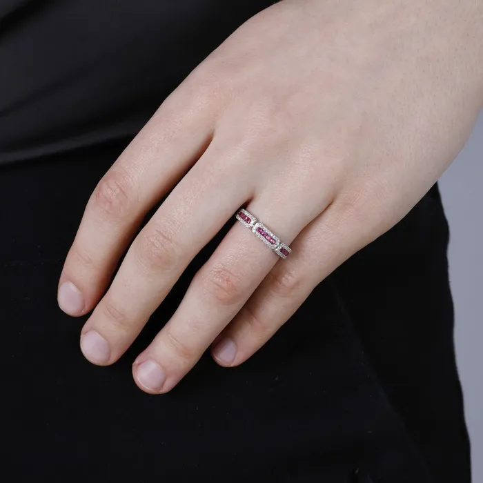 Croghans Rings Ruby Diamond 14K Rose Gold Ring