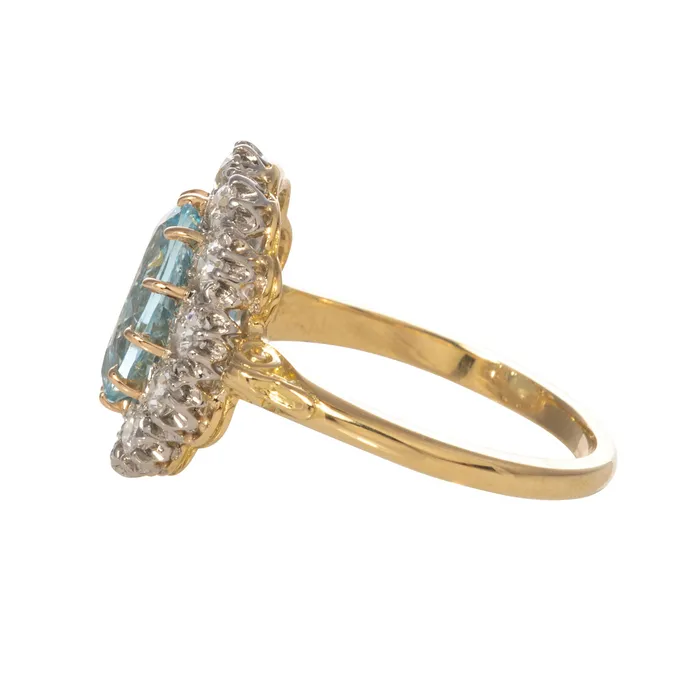 Croghans Victorian Style 225ct Oval Aquamarine Diamond Cluster Ring Rings