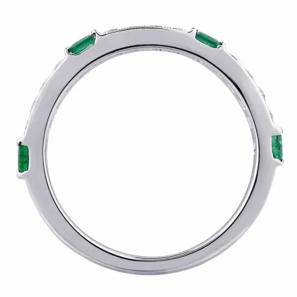 Diamond Source NYC Rings Diffused Green Emerald Round Brilliant Diamond Band Set in 18K White Gold 075ct tw Diamond Source NYC Rings Diffused Green Emerald Round Brilliant Diamond Band Set in 18K White Gold 075ct tw