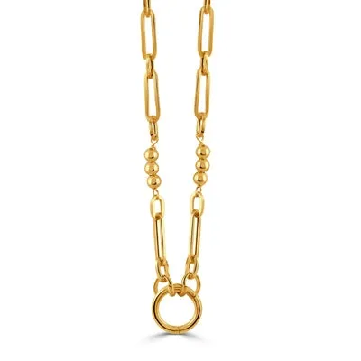 Doves 18K Yellow Gold Oval and Bead Link Chain Necklace 18 inch Doves Necklaces Doves 18K Yellow Gold Oval and Bead Link Chain Necklace 18 inch Doves Necklaces