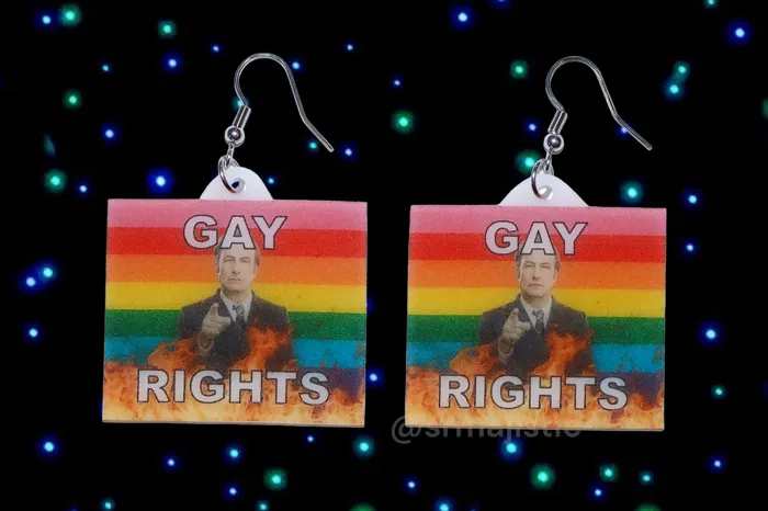 Earrings Better Call Saul Gay Flame Pride Flag Handmade Earrings Sam Makes Things Earrings Better Call Saul Gay Flame Pride Flag Handmade Earrings Sam Makes Things