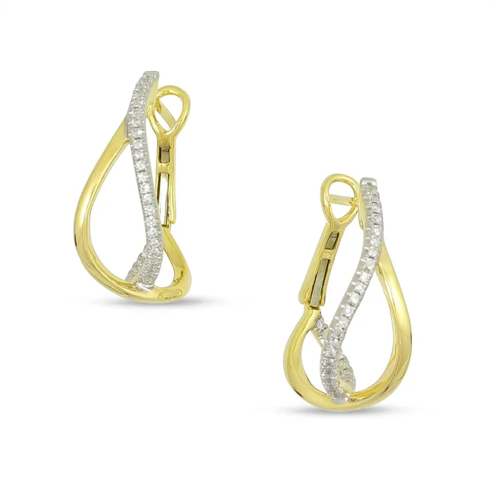 Earrings Frederic Sage Frederic Sage 14K Yellow Gold Small Crossover Hoop Diamond Earrings Earrings Frederic Sage Frederic Sage 14K Yellow Gold Small Crossover Hoop Diamond Earrings