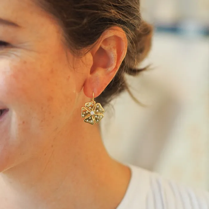 Earrings Goldbug Collection Goldbug Flower Drop Earrings
