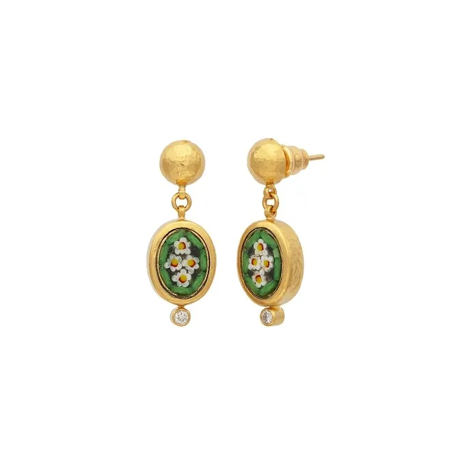 Earrings Gurhan Gurhan OneofaKind 24K Yellow Gold and 18K Vermeil Daisy Flower Mosaic Drop Earrings with Bezel Set Diamond Earrings Gurhan Gurhan OneofaKind 24K Yellow Gold and 18K Vermeil Daisy Flower Mosaic Drop Earrings with Bezel Set Diamond