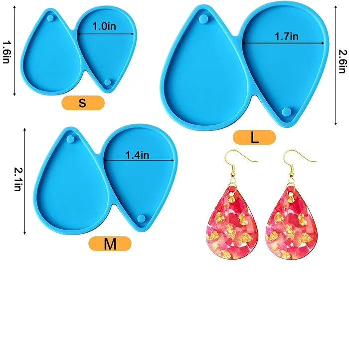 Earrings IntoResin Tear Drop Earring Resin Molds Silicone Resin Jewelry Molds