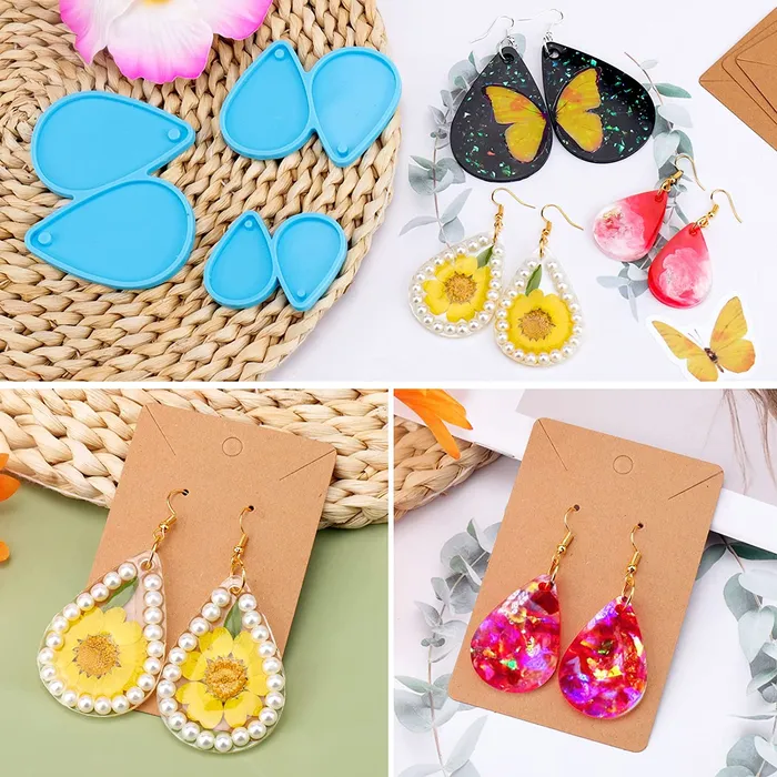 Earrings IntoResin Tear Drop Earring Resin Molds Silicone Resin Jewelry Molds