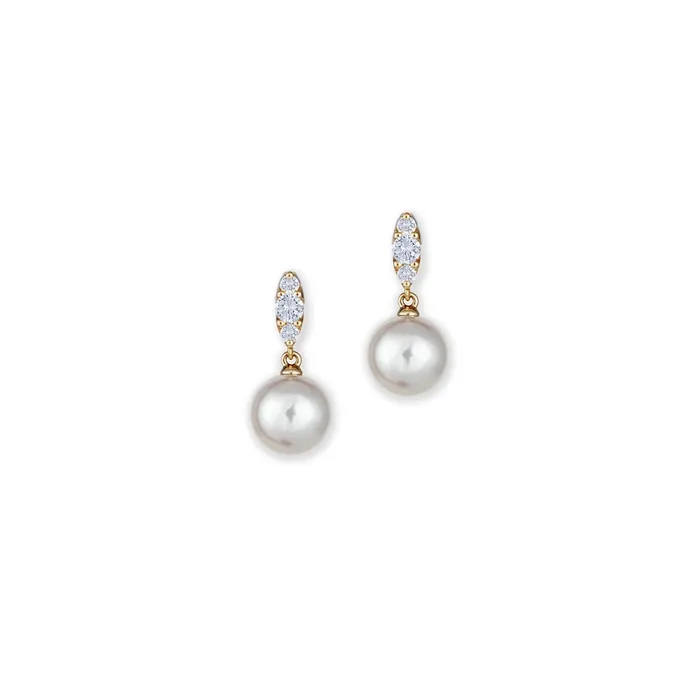 Earrings Mikimoto Mikimoto 18K Yellow Gold Cultured Akoya Pearl Diamond Earrings Earrings Mikimoto Mikimoto 18K Yellow Gold Cultured Akoya Pearl Diamond Earrings
