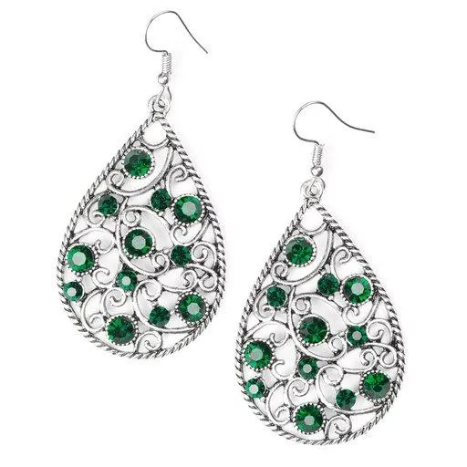 Earrings Paparazzi Earring Certainly Courtier Green Paparazzi Jewelry