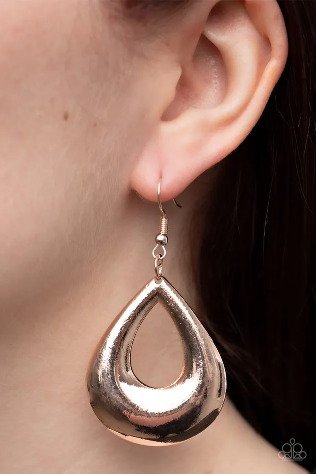 Earrings Paparazzi Earring LaidBack Leisure Rose Gold Paparazzi Jewelry