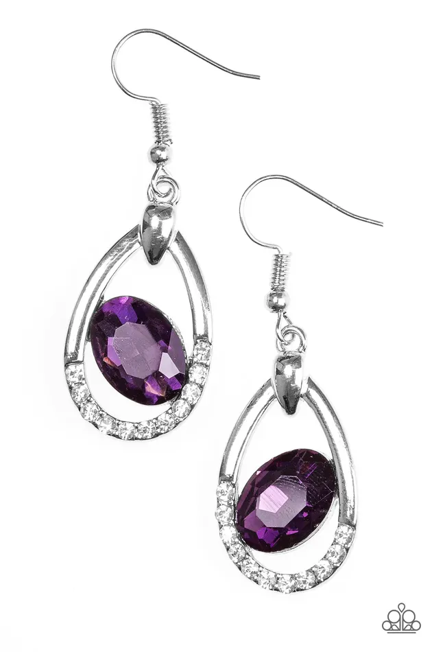 Earrings Paparazzi Earring Uptown Crown Purple Paparazzi Jewelry
