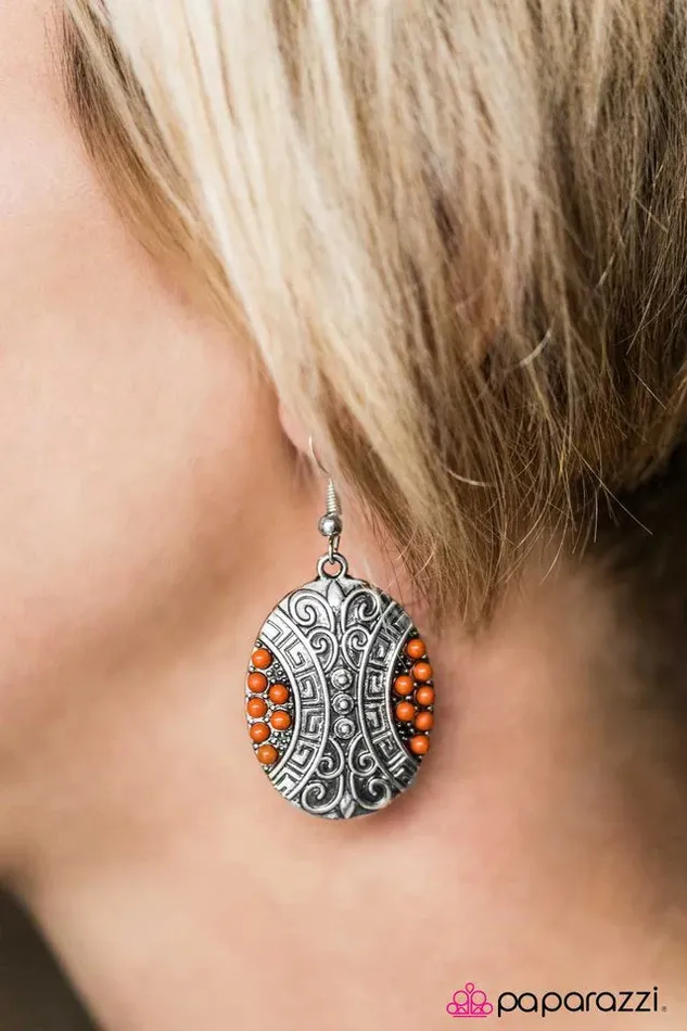 Earrings Paparazzi Earring Wherever I MAYAN Roam Orange Paparazzi Jewelry