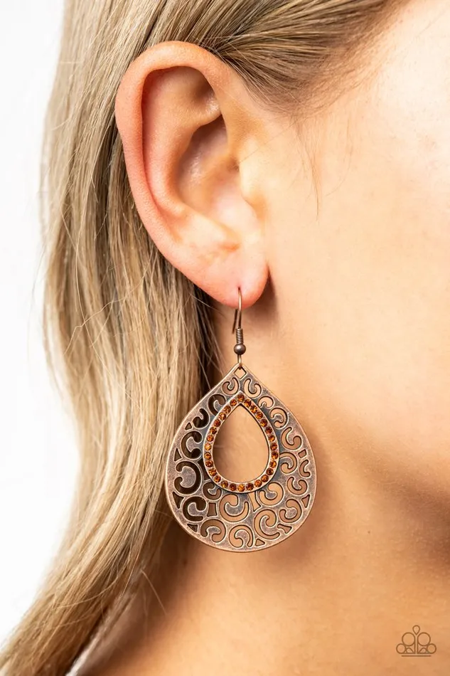 Earrings Paparazzi Jewelry Paparazzi Earring Airy Applique Copper