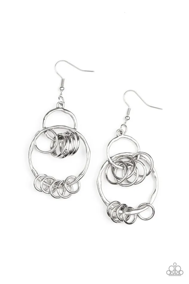 Earrings Paparazzi Jewelry Paparazzi Earring Rebel Ringer Silver
