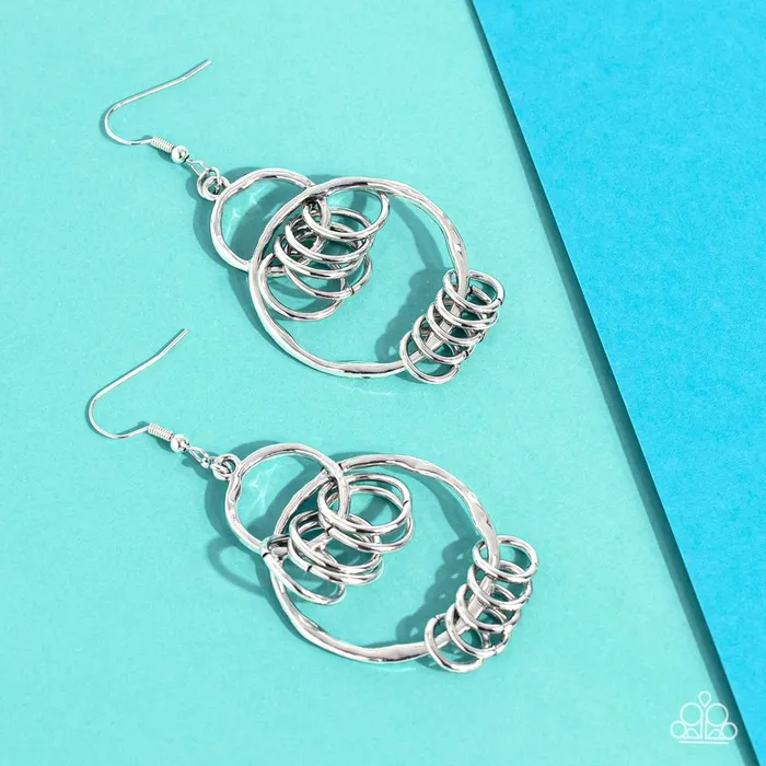 Earrings Paparazzi Jewelry Paparazzi Earring Rebel Ringer Silver