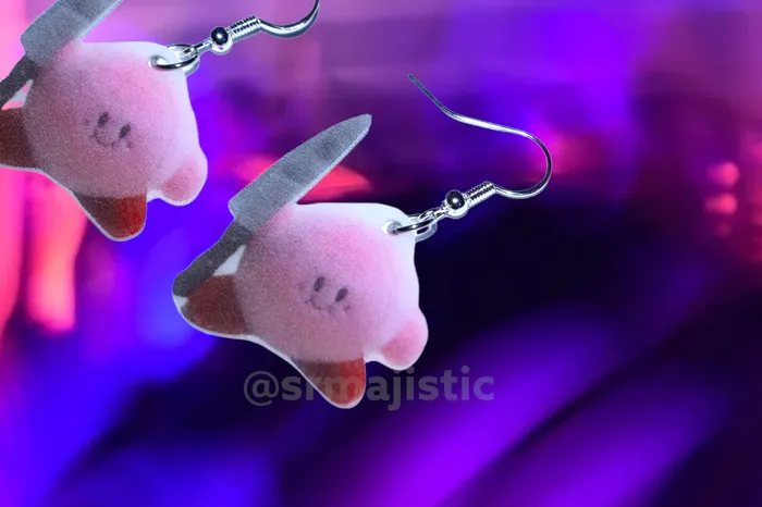 Earrings Sam Makes Things Kirby with a Knife Meme Handmade Earrings