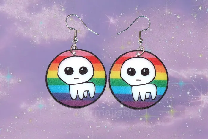 Earrings Sam Makes Things READY TO SHIP Autism Creature TBH Creature Circular Pride Flag Handmade Earrings Earrings Sam Makes Things READY TO SHIP Autism Creature TBH Creature Circular Pride Flag Handmade Earrings