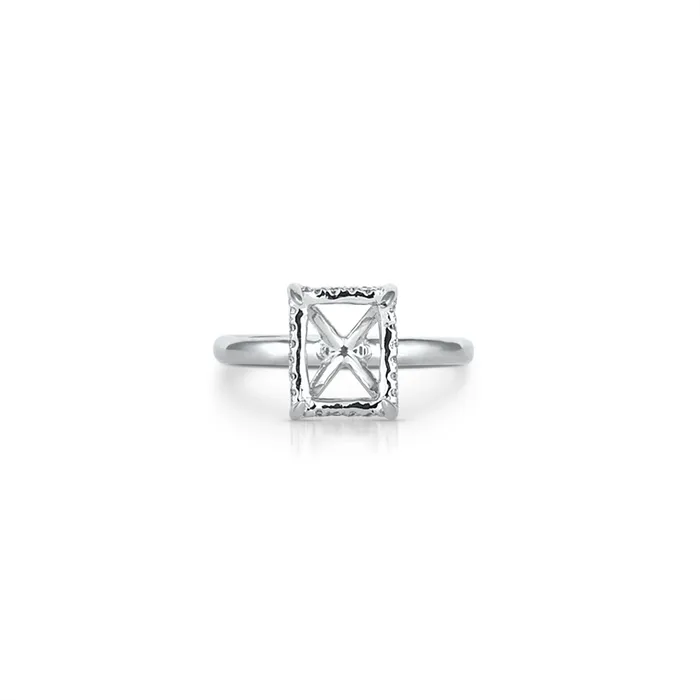 Engagement Collections Rings 14K White Gold Semi Mount Ring for Emerald Cut Diamond with Hidden Halo Engagement Collections Rings 14K White Gold Semi Mount Ring for Emerald Cut Diamond with Hidden Halo