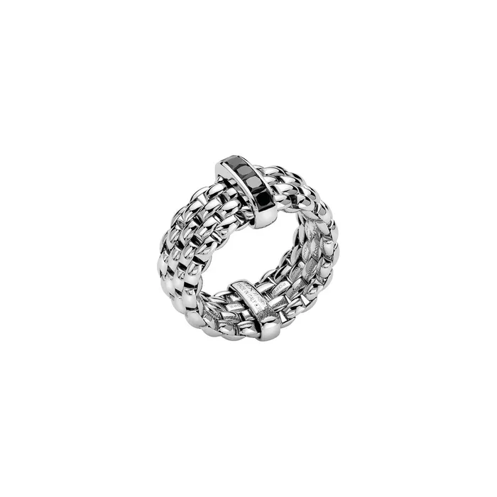 Fope 18K White Gold Panorama Collection Black Diamond Ring Large Size 82595 FOPE Rings Fope 18K White Gold Panorama Collection Black Diamond Ring Large Size 82595 FOPE Rings