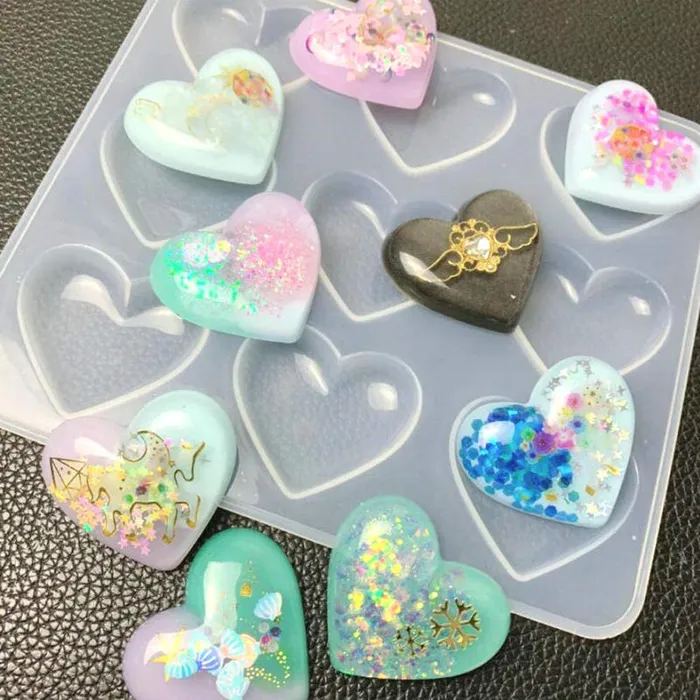 Heart Shape Resin Molds Keychain Charms Mold Silicone Heart Epoxy Mold IntoResin Necklaces
