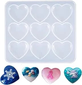 Heart Shape Resin Molds Keychain Charms Mold Silicone Heart Epoxy Mold IntoResin Necklaces